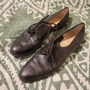Salvatore Ferragamo Narrow Black Oxford Wingtips 8.5 2A
